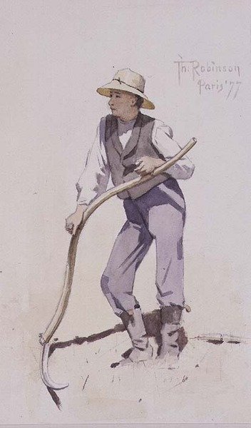 Ungdom som vilar på en lie av Theodore Robinson