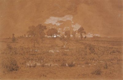 Kvällslandskap med myr av Theodore Rousseau