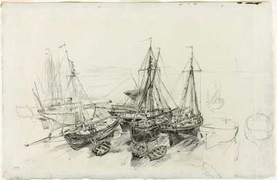 Fiskebåtar vid Granville av Theodore Rousseau