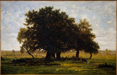 Grupp av Chenes, Apremont. Målning av Theodore Rousseau (1812-1867) av Pierre Etienne Theodore Rousseau