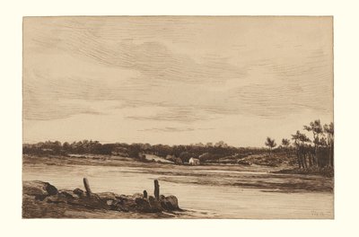 Floden Loing vid utkanten av Fontainebleauskogen av Theodore Rousseau