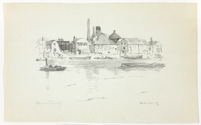 Battersea från floden, lågvatten av Theodore Roussel
