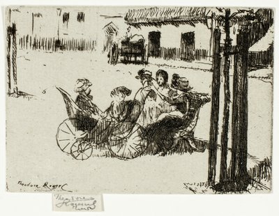 Små flickor och barnvagnar, Chelsea Embankment av Theodore Roussel