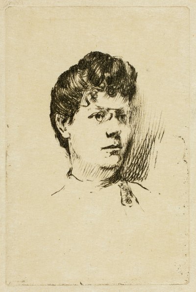 Skiss av ett kvinnohuvud av Theodore Roussel