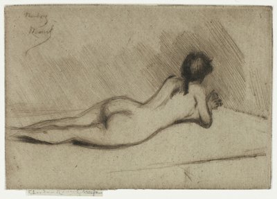 Studie från Naken av en flicka som ligger ner av Theodore Roussel