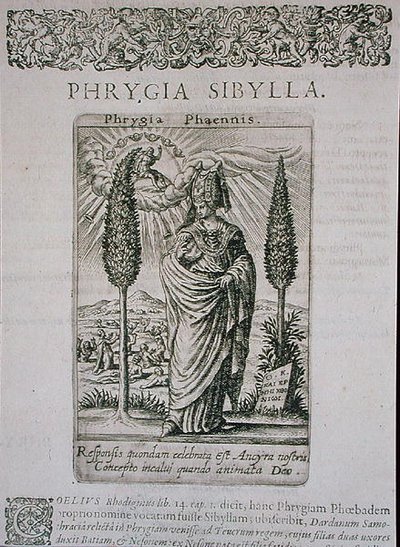 Phrygia Sibylla, kopia av en illustration från Jean-Jacques Boissards "De Divinationewet Magicis Praestigiis". av Theodore de (after) Bry