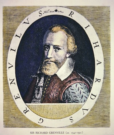 Sir Richard Grenville (färg litho) av Theodore de (after) Bry