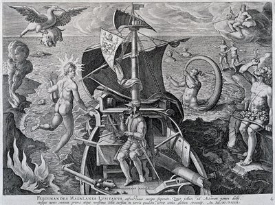Allegori om Ferdinand Magellans resor (1480-1521), av Theodor de Bry (1528-1598) av Theodore de Bry