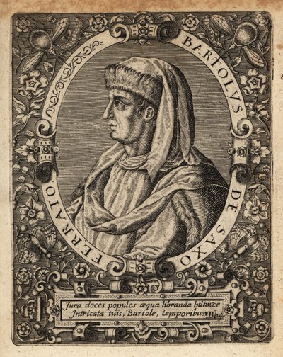 Bartolome de Saxoferrato, italiensk juridikprofessor. av Theodore de Bry