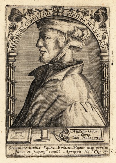 Heinrich Cornelius Agrippa von Nettesheim, tysk polymat. av Theodore de Bry