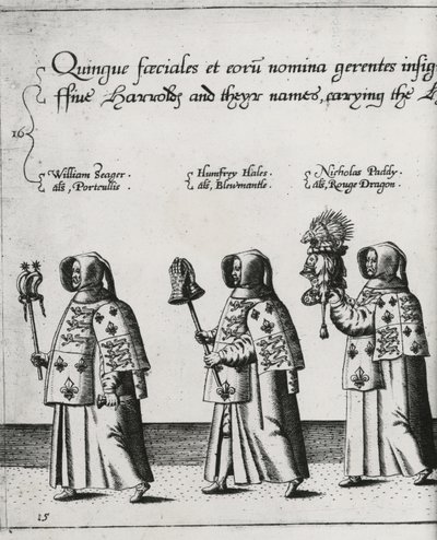 Härolder i Sir Philip Sidneys begravningskort på väg till St. Pauls Cathedral, 1587 av Theodore de Bry