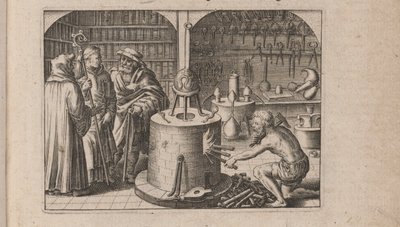 Illustration för Tripus Avrevs, det vill säga tre avhandlingar av utvalda kemister.., 1618 av Theodore de Bry