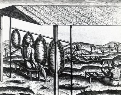 Javanesiska musikinstrument, av Theodor de Bry (1528-1598), gravyr av Theodore de Bry