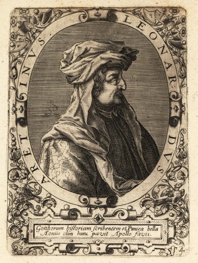 Leonardo Bruni, italiensk humanist, historiker och statsman. av Theodore de Bry