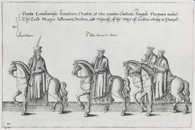 Lord Mayor och Aldermen i Sir Philip Sidneys begravningscortege på väg till St. Pauls Cathedral, 1587 av Theodore de Bry