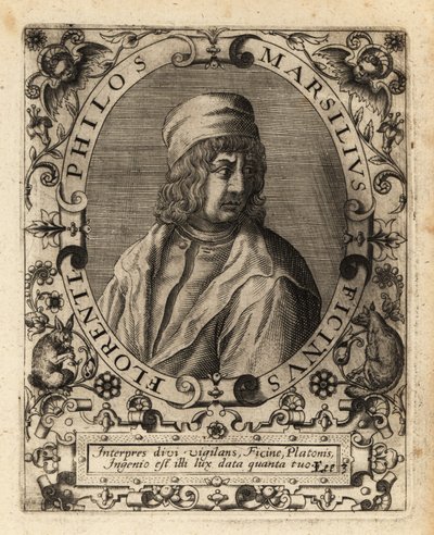 Marsilio Ficino, italiensk forskare. av Theodore de Bry