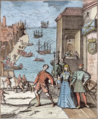 Avsked mellan Columbus med Ferdinand och Isabella, från 