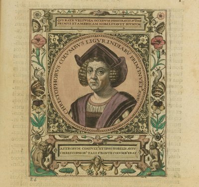 Porträtt av Christopher Columbus, 1595. av Theodore de Bry