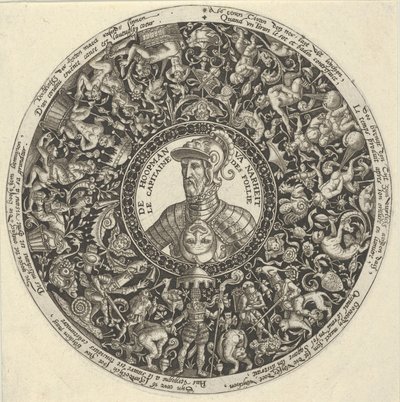 Porträtt av hertigen av Alva, från en serie Tazza-designer, ca. 1588. av Theodore de Bry