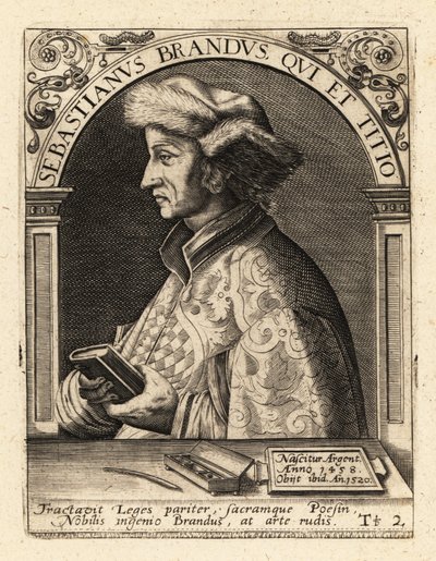 Sebastian Brant, tysk humanist och satiriker. av Theodore de Bry