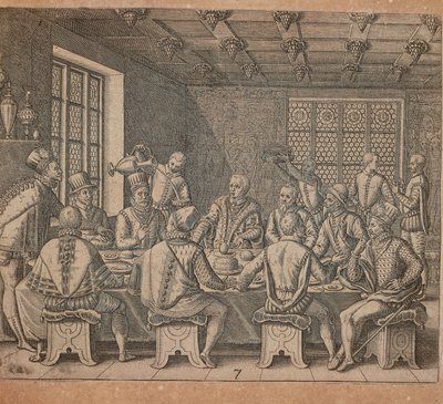 Columbus ägg, gravyr av Theodor de Bry (1528-1598) från den fjärde delen av Amerika av Theodore de Bry