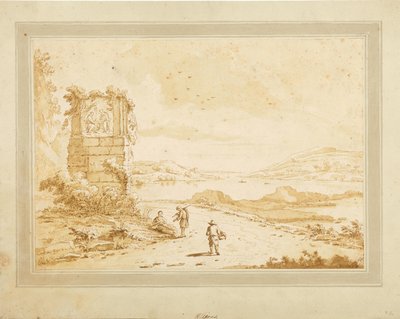 Bukt med ruiner och figurativt staffage av Theodorus Wilkens
