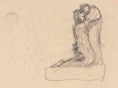Skiss av två figurer som omfamnar (verso) av Theodule Ribot