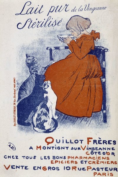 Reklamaffisch för Vingeonnes rena mjölk - av Steinlen av Théophile Alexandre Steinlen