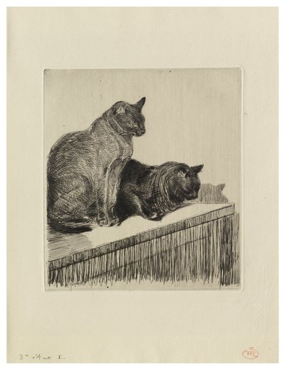 Två katter på en möbel av Théophile Alexandre Steinlen