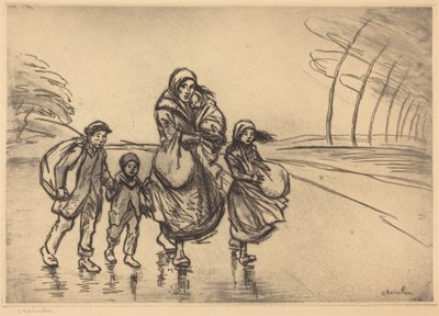 I regnet: mor och barn av Théophile Alexandre Steinlen
