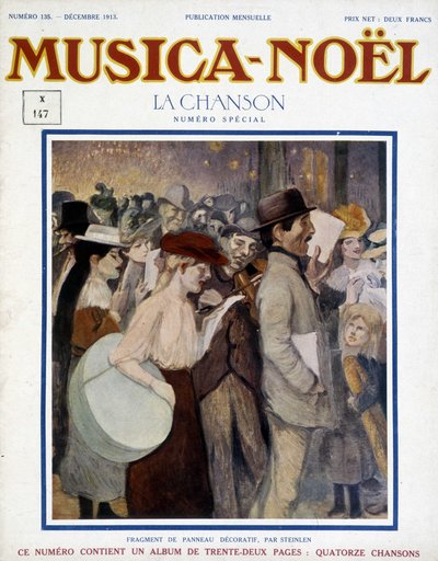 Tidningen "" musica Noel"", nummer speciallåt från december 1913. Omslaget består av ett fragment av dekorativ panel från Steinlen. av Théophile Alexandre Steinlen