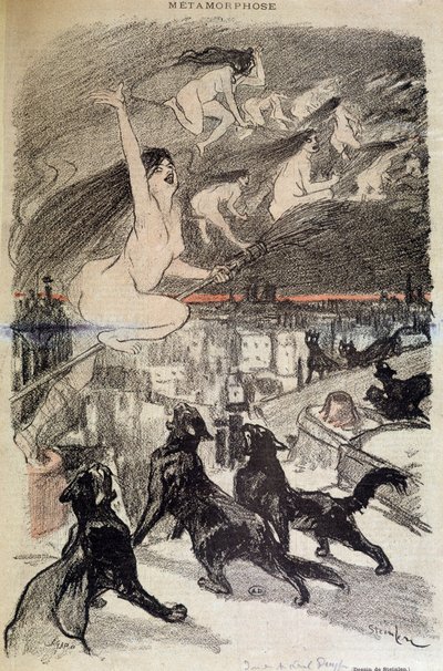 Metamorfos av katter till häxor - av Steinlen av Théophile Alexandre Steinlen