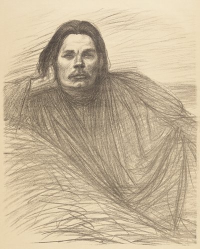 Porträtt av Maksim Gorkij liggande av Théophile Alexandre Steinlen