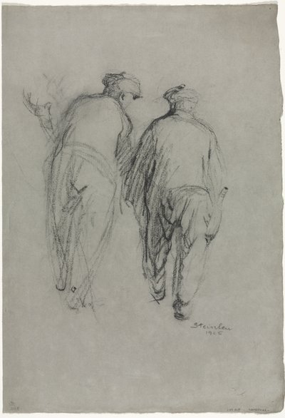 Två män arbetar, bakifrån av Théophile Alexandre Steinlen