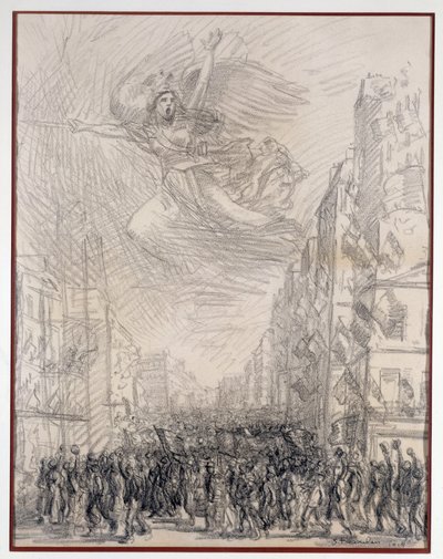 Victory eller Marseillaise Allegorie. Teckning av Theophile Alexandre Steinlen (1859-1923) 1915 Paris. B.N. av Théophile Alexandre Steinlen