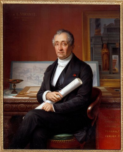 Porträtt av Louis Tullius Visconti (1791-1853) arkitekt Målning av Theophile Vauchelet (1802-1873) av Theophile Auguste Vauchelet
