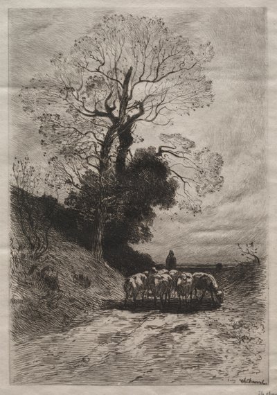 Flockens återkomst, c. 1870. av Theophile Narcisse Chauvel