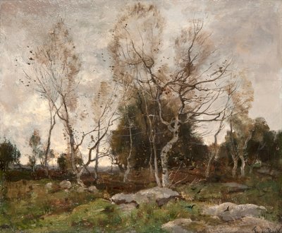 Landskap (olja på duk) av Theophile de Bock
