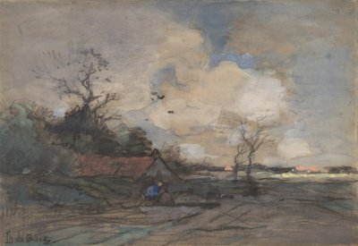 Landskap med stuga, n.d.. av Theophile de Bock