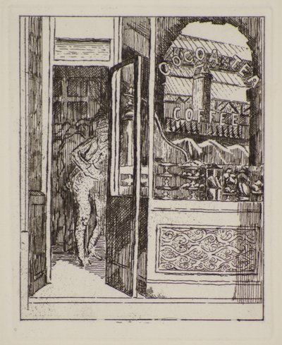 Coffee Bar, 1900-talet (etsning) av Therese Lessore