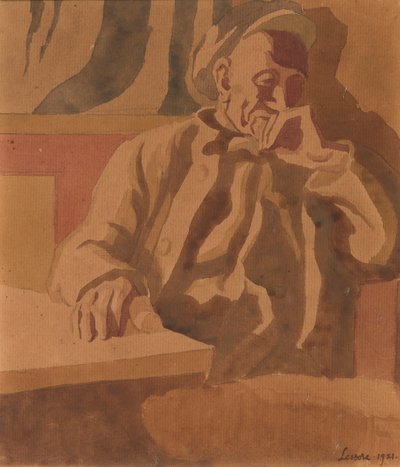 Tänkaren, 1921 (wc på papper) av Therese Lessore