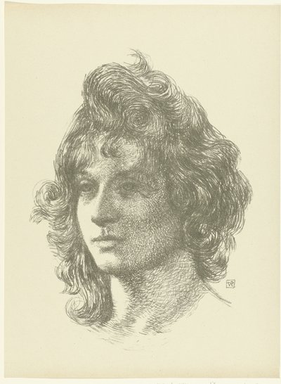 Porträtt av ung kvinna Studie av en ung kvinnas huvud The Trial (serietitel) av Théo van Rysselberghe
