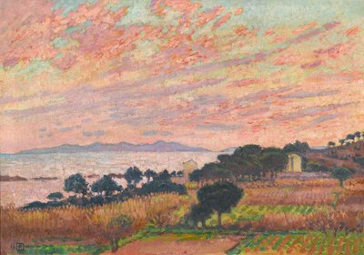 Viken vid solnedgången Saint Clair, 1916. av Théo van Rysselberghe