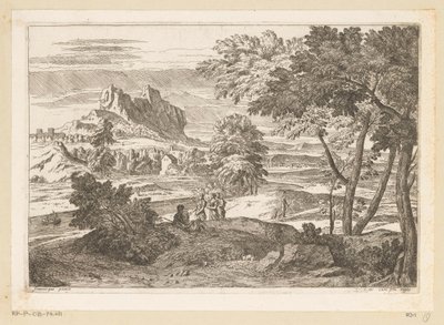 Arkadiskt landskap med figurer och kaniner Suite de Paysages (serietitel) av Théodore