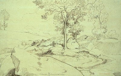 Utsikt över Serpentara mellan Olivano och Civitella av Théodore Caruelle d