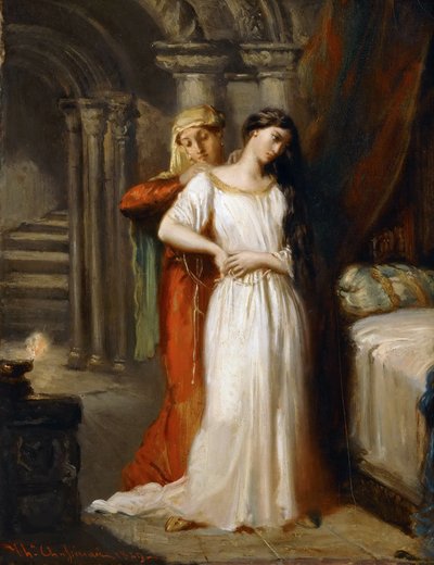 Desdemona drar sig tillbaka till sin säng, 1849. av Théodore Chassériau