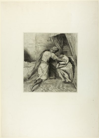 Han kväver henne, tallrik tretton från Othello av Théodore Chassériau