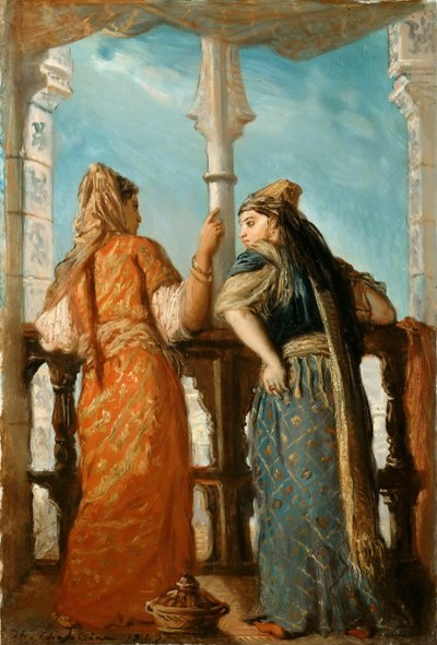 Judiska kvinnor på balkongen, Alger, 1849. av Théodore Chassériau
