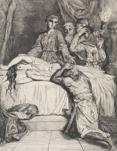 åh! åh! Åh!: tavla 14 från Othello Akt 5, Scen 2, etsat 1844, r..., etsat 1844, omtryckt 1900. av Théodore Chassériau