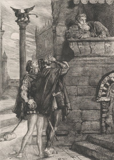 Vakna! vad ho! Brabantio! tjuvar! tjuvar!: skylt 1 från Othello Act 1, Scene 1, 1844. av Théodore Chassériau